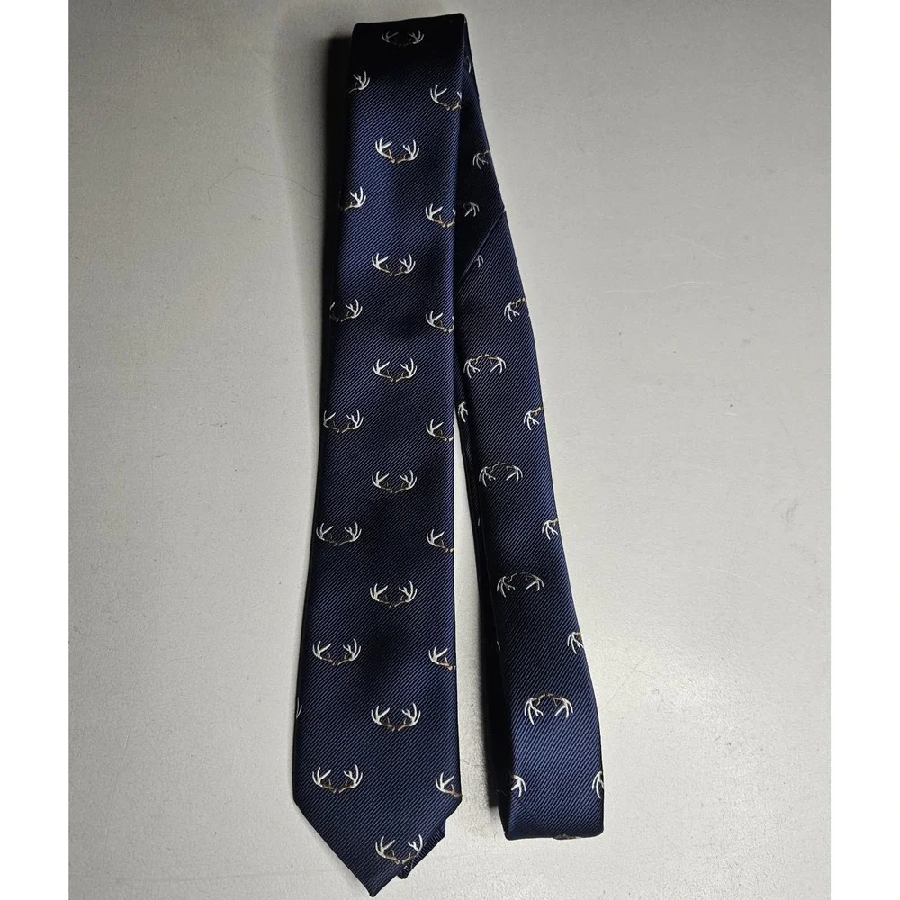 American Eagle Outfitters Mens Neck Tie‎ Antlers Navy Blue Stag